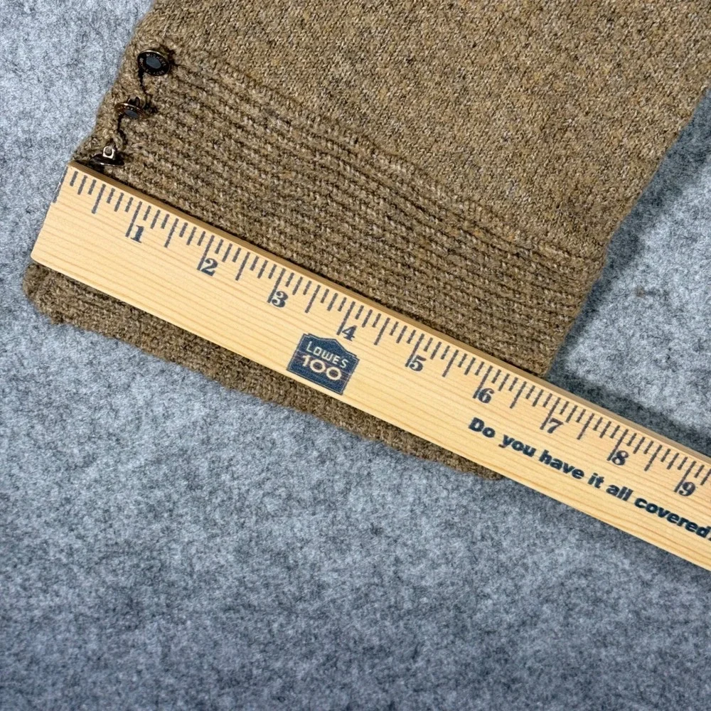 Michael Kors Turtleneck Sweater Womens Medium Camel Brown Ribbed Button Cuff MK
